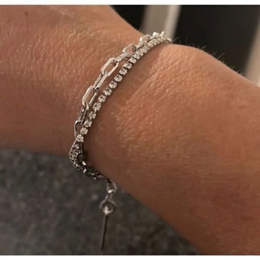 The Mixed Media 2 strand Bracelet in 925 and cubic zirconia.